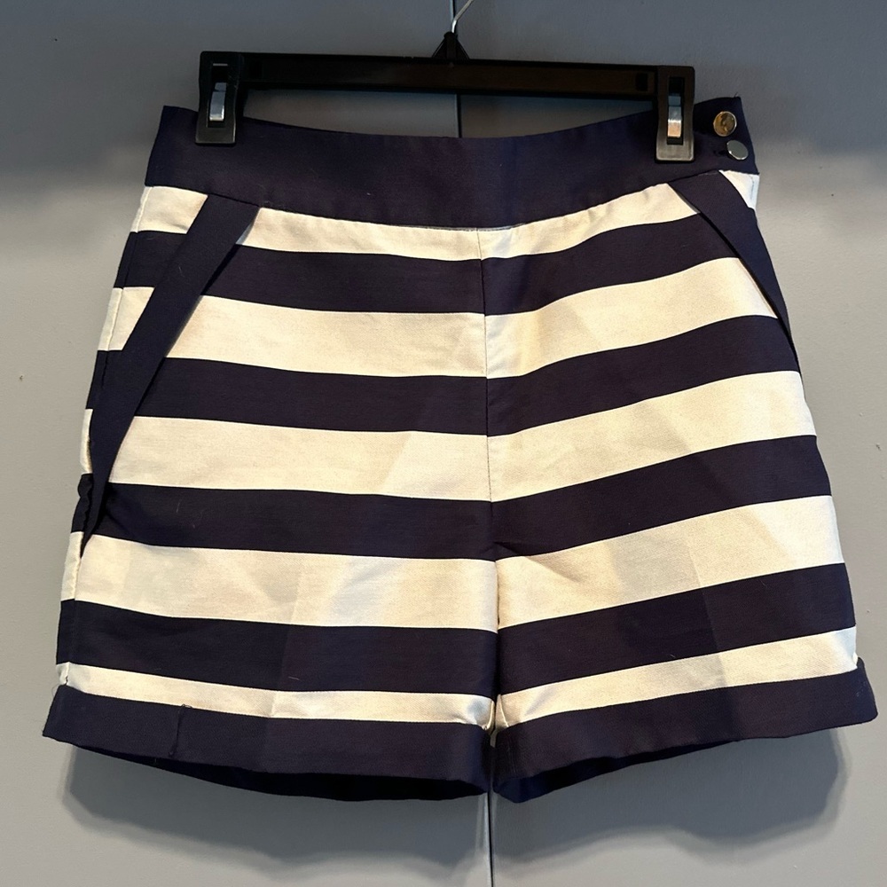 H&M - High Waist Blue and White Striped Shorts